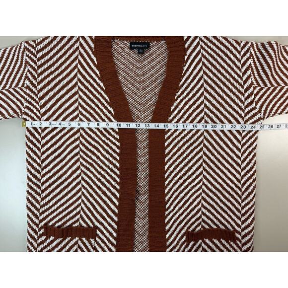 Fortune & Ivy Women’s Cardigan Sweater Size L Boho Western Knit Stripes Brown - Picture 7 of 13